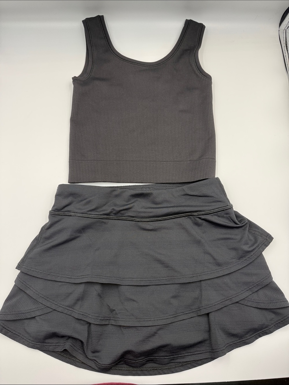 Athleta Kids Black Tank and Layered Skort Set
